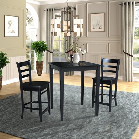 International Concepts 30 in. x 30 in. Gathering Height Table with 2 Emily Counter Height Stools - 3 Piece Set K46-3030-S6172-2
